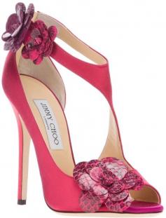 Jimmy Choo Pink Vera Sandal €785 Spring Summer 2014 #Shoes #Flowers #Choos #JimmyChoo