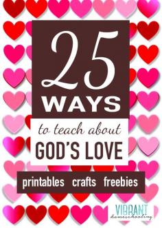 
                    
                        Valentine's Day is a great opportunity to not just share about love... but God's great love! This list has 25 great printable, crafts, freebies, coloring pages, and other activities! Vibrant Homeschooling
                    
                