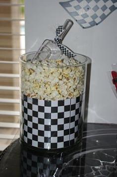 
                    
                        scrapbook paper inside bowls and ribbon around scoopers
                    
                