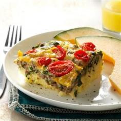 
                    
                        Beef, Potato & Egg "Barn Raiser" Bake - To keep my family going all morning, I start with lean ground beef, eggs and potatoes -- then sneak some spinach into this protein-packed breakfast recipe. | TheFitFork.com
                    
                