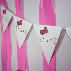 Hello Kitty Inspired Pennants Instant Download, Birthday Banner, Hello Kitty Birthday,DIY