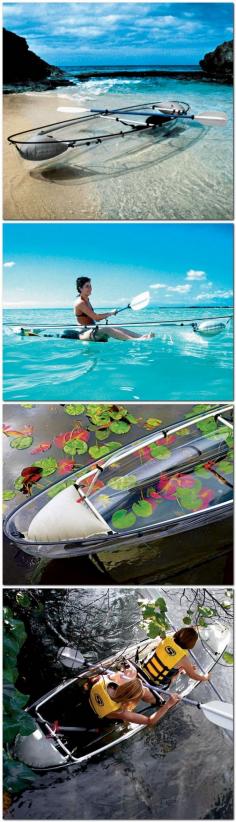 The #Transparent #Canoe #Kayak.    This canoe-kayak hybrid has a transparent polymer hull that offers paddlers an underwater vista unavailable in conventional boats by leila
