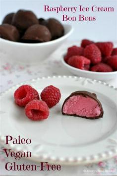Chocolate Covered Raspberry Ice Cream Bon Bons Recipe | Paleo inspired, real food