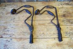 
                    
                        2 Antique Carpenters Hand Crank Corner Brace Drills ~ Old Vtg Barn Ship Tools
                    
                