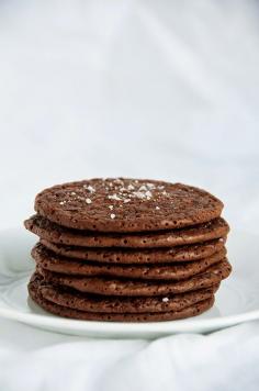 thin chewy salted espresso chocolate cookie;  salt contrasts very well with the coffee to even it out and give them their unique flavour