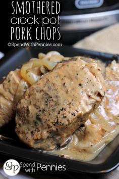 
                    
                        Smothered Crock Pot Pork Chops - Spend With Pennies
                    
                
