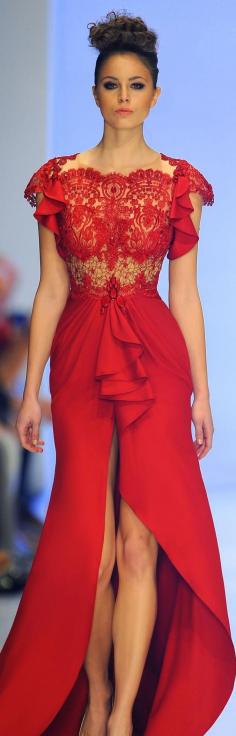 Fouad Sarkis Haute Couture red glam gown
