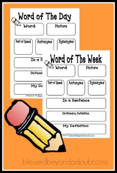 
                    
                        What a FUN way to learn a word a day or week! FREE Printables!
                    
                