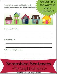 Scrambled Sentences: My Neighborhood (1st and 2nd graders)