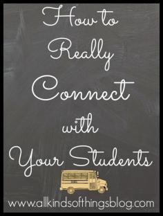 
                    
                        Do you want to connect with your students? Beyond the paper and pencil part of their lives, do you really want to impact them personally? Before I became a mama, I was an elementary classroom teacher. This post includes ideas that I found to be great for connecting with the students in my classroom. www.allkindsofthi...
                    
                