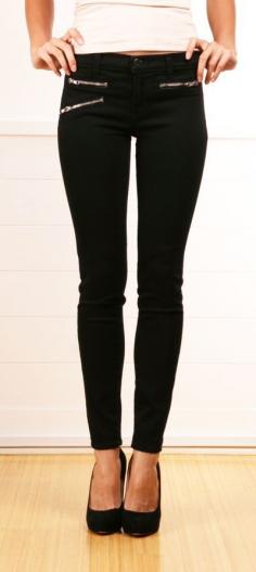 Black Jeans with Zipper Detailing.
