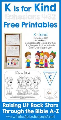 
                    
                        Letter K is for Kind ~ FREE Bible Verse Printables, Ephesians 4:32
                    
                