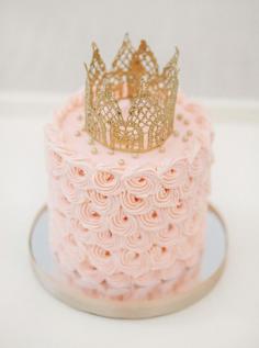 
                    
                        adorable pink swirl birthday smash cake with DIY lace crown topper…princess birthday party idea
                    
                