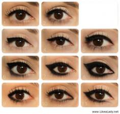 eyeliner shapes all on the same eye to show what they can do for your eye shape