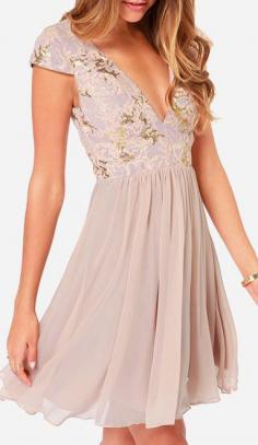 
                    
                        Bariano Sabina Beige Sequin Dress jjdress.net
                    
                