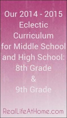 
                    
                        Our homeschool curriculum choices for middle and high school for our 8th and 9th grader.
                    
                