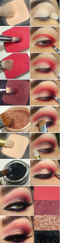 
                    
                        Wonderful Red and Gold with Black Eyeliner Makeup Tutorials / Best LoLus Makeup Fashion
                    
                