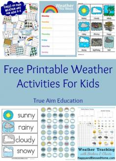 
                    
                        Free Printable Weather Learning Activities for Kids - Includes weather tracking charts, stickers, vocabulary cards, activity pages, and more. Over 100+ pages!
                    
                