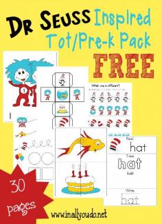
                    
                        Little ones will LOVE learning with this fun Dr. Seuss inspired Tot/PreK Pack. Includes 30 pages of puzzles, prewriting, tracing & MORE!! :: www.inallyoudo.net
                    
                