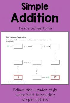 
                    
                        Simple Addition Worksheet Follow the Leader
                    
                