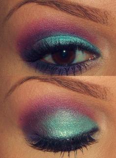 Violet and blue eye makeup