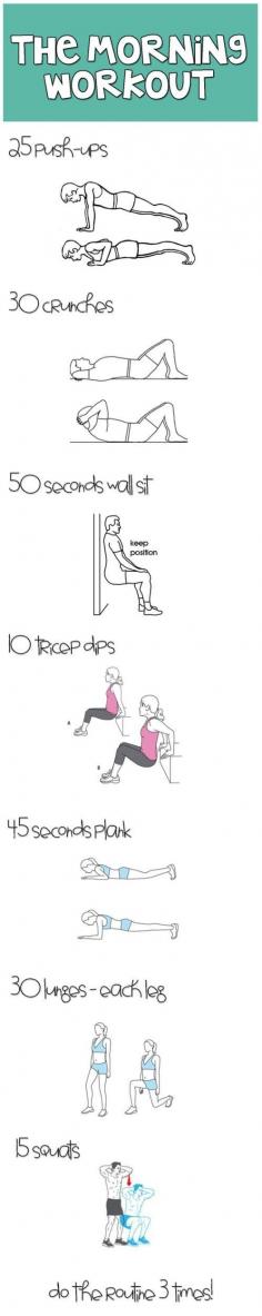 
                    
                        Morning Workout- Also another good beginners workout. Do as many circuits as you can =D
                    
                