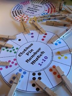 
                    
                        clothespin number and letter match-up game, create own and do a set for 1-5 for my youngest of preK kiddos :)
                    
                