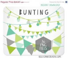 
                    
                        36 Piece Bunting Clipart & String of Lights Clipart sets in solid colors: Blue Green and Gray You will receive 36 PNG files  www.etsy.com/...
                    
                