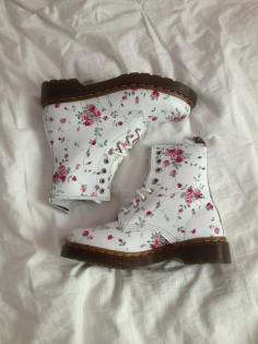 White floral print Doc Martins