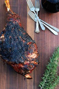 In Sock Monkey Slippers' Rosemary and Garlic Grilled Leg of Lamb