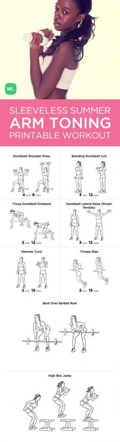 PRINTABLE ARM WORKOUT Who will have toned arms to show off this summer? What better time than NOW to start preparing?