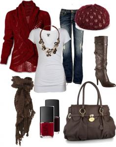 Red and Brown Outfit. // #Polyvore #Red #Brown #Fashion #Outfit #Clothes #Style #Cute