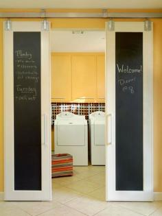 chalk board barn doors Great idea for kids closet doors