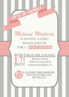 Like the verbiage   Digital Girl Baby Shower Invitation