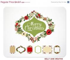 
                    
                        Christmas Wreaths, Frames, & Ribbon Banners Clip Art to make your Christmas party invites, family Christmas cards, wedding stationery www.etsy.com/...
                    
                