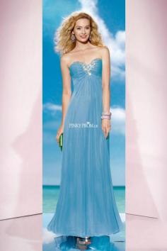 Blue A line beading empire waist sweetheart sleeveless long prom dress - pinkyprom.uk