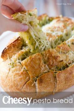 Mouthwatering cheesy pesto bread on ... The BEST! #food #Drink recipes #Food and Drink Recipe #Food recipes