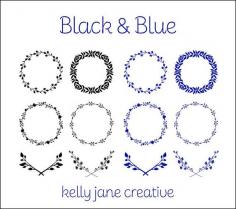 
                    
                        Wreath Clip Art | Wedding Graphics | Wildflower Wreath | Blue and Black Clip Art | Silhouette | Digital Laurels www.etsy.com/...
                    
                