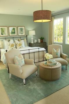 pretty bedroom color palette.like the wall color