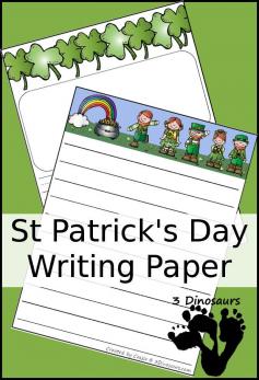 
                    
                        Free St. Patrick’s Day Writing Paper: two types with lined and guide lines for writing - 3Dinosaurs.com
                    
                