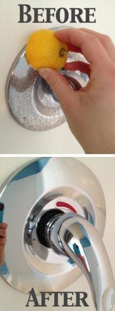 Get rid of hard water stains with a lemon! #cleaning #tipsandtricks