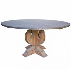 
                    
                        Walker Industrial Loft Zinc Top Wood Base Round Dining Table
                    
                