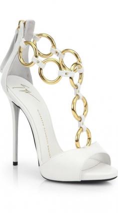 Giuseppe Zanotti White Leather Gold Chainstrap Sandals €727 Fall Winter 2013 #Shoes #Heels