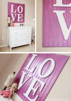 bead board + letters - if i have left over beadboard wallpaper, maybe i could put in on a piece of wood and do something like this!