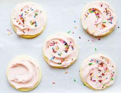 Giant Frosted Sugar Cookies! With cherry buttercream.