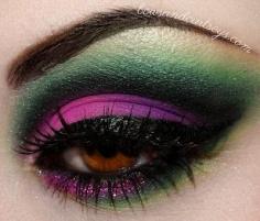 Purples and greens eye makeup