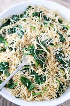 
                    
                        5-Ingredient Spinach Parmesan Pasta Recipe on twopeasandtheirpo... This quick and easy pasta dish is one of our very favorites!
                    
                