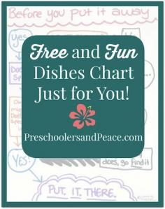 
                    
                        Free and Fun Dishes Chart — Preschoolers and Peace Last week on Facebook I shared the funny chart my 13-year-old daughter made after she became frustrated with siblings who weren't performing their kitchen clean-up tasks to our high standards (*cough*). You all responded with such fervor and enthusiasm, and many requested a pdf copy so that you could download it and post it on your own fridge.
                    
                