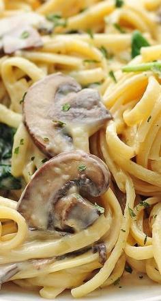 
                    
                        Mushroom Florentine Pasta Recipe ~ A classic and easy creamy pasta dish made with mushroom, garlic, cheese and spinach.
                    
                