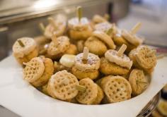 
                    
                        Chicken + Waffle minis for a wedding appetizer? yes, please!
                    
                